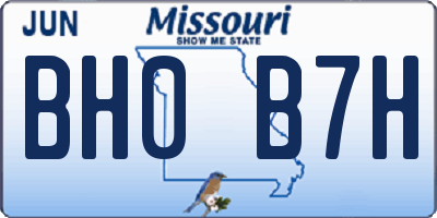 MO license plate BH0B7H