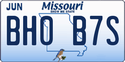 MO license plate BH0B7S