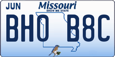 MO license plate BH0B8C