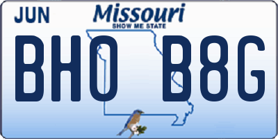 MO license plate BH0B8G