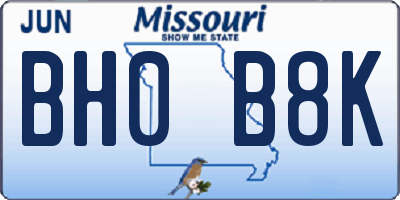 MO license plate BH0B8K