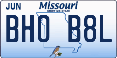 MO license plate BH0B8L