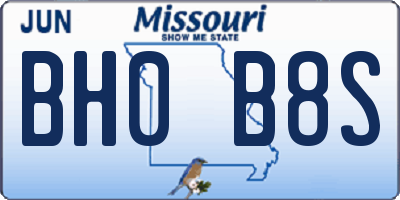 MO license plate BH0B8S
