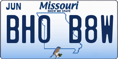 MO license plate BH0B8W