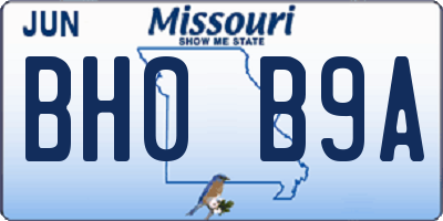 MO license plate BH0B9A