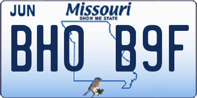 MO license plate BH0B9F