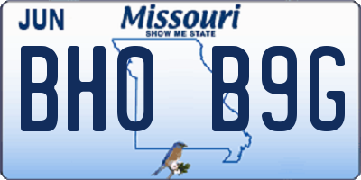 MO license plate BH0B9G
