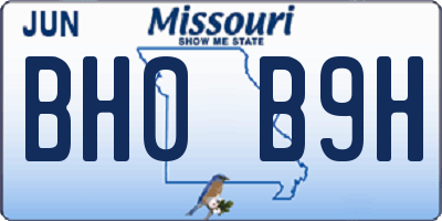 MO license plate BH0B9H