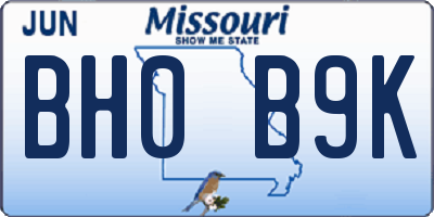 MO license plate BH0B9K