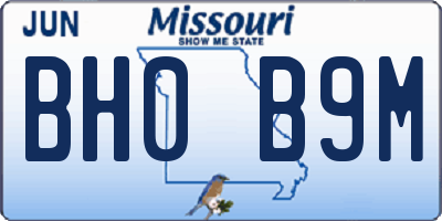 MO license plate BH0B9M