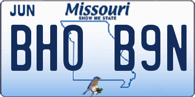 MO license plate BH0B9N