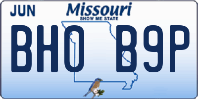 MO license plate BH0B9P