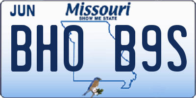 MO license plate BH0B9S