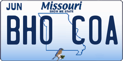 MO license plate BH0C0A