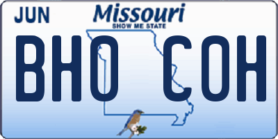 MO license plate BH0C0H