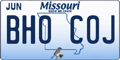 MO license plate BH0C0J