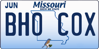 MO license plate BH0C0X