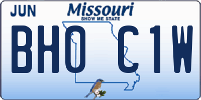 MO license plate BH0C1W