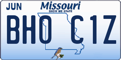 MO license plate BH0C1Z