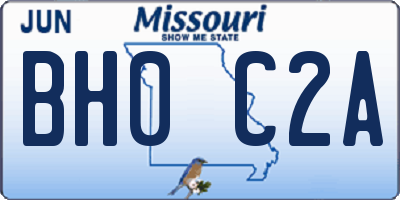 MO license plate BH0C2A