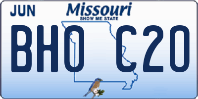 MO license plate BH0C2O