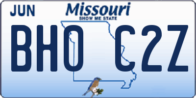 MO license plate BH0C2Z