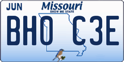 MO license plate BH0C3E