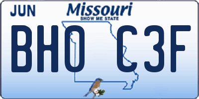 MO license plate BH0C3F