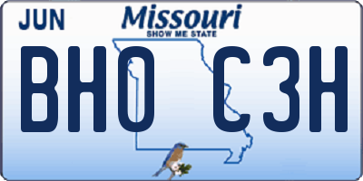MO license plate BH0C3H