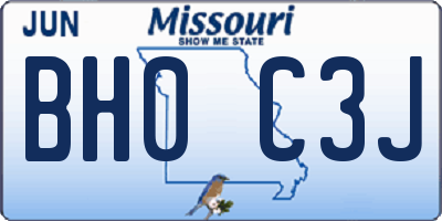 MO license plate BH0C3J