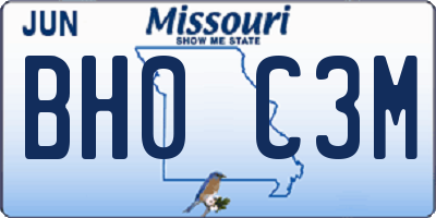 MO license plate BH0C3M