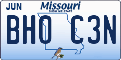 MO license plate BH0C3N