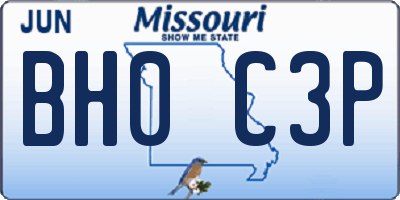 MO license plate BH0C3P