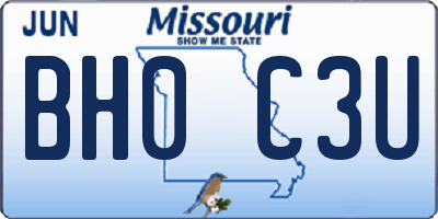 MO license plate BH0C3U