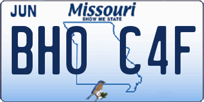 MO license plate BH0C4F