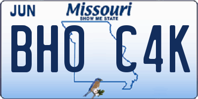 MO license plate BH0C4K