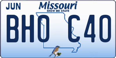 MO license plate BH0C4O