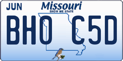 MO license plate BH0C5D