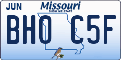 MO license plate BH0C5F