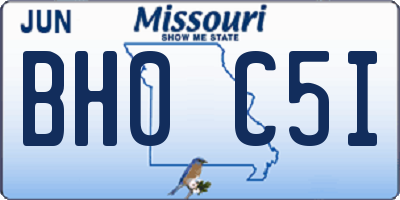 MO license plate BH0C5I