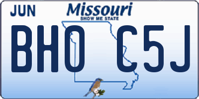 MO license plate BH0C5J