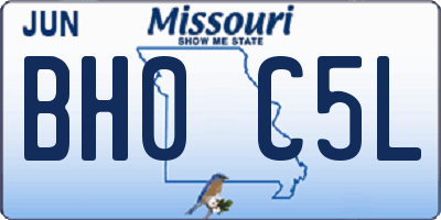 MO license plate BH0C5L