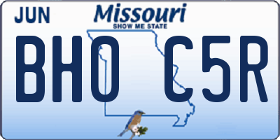 MO license plate BH0C5R