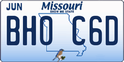 MO license plate BH0C6D
