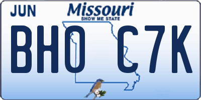 MO license plate BH0C7K