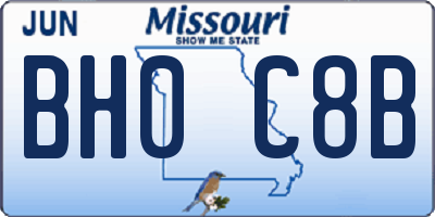 MO license plate BH0C8B