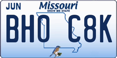 MO license plate BH0C8K