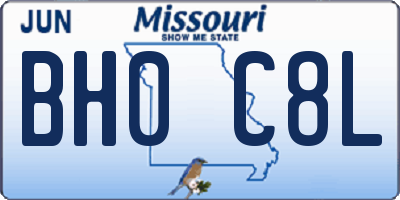 MO license plate BH0C8L