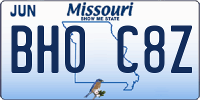 MO license plate BH0C8Z