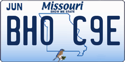MO license plate BH0C9E